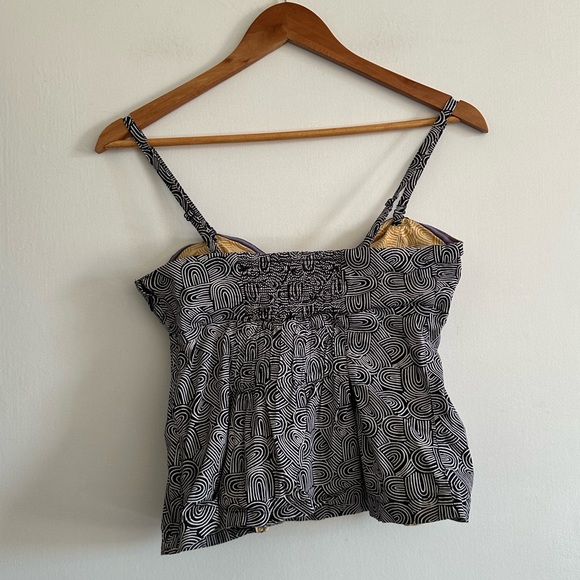 Anthropologie Odille Navy/Yellow Geometric Bow Structured Tank Top Size 0 EUC - Picture 4 of 8